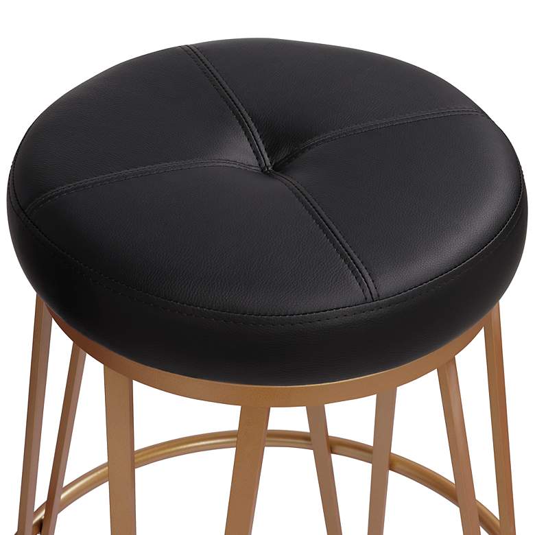 Image 2 Matthews 30" Onyx Black Faux Leather Swivel Bar Stools Set of 2 more views