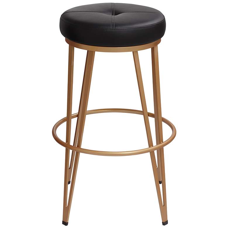 Image 4 Matthews 30" Onyx Black Faux Leather Swivel Bar Stools Set of 2 more views