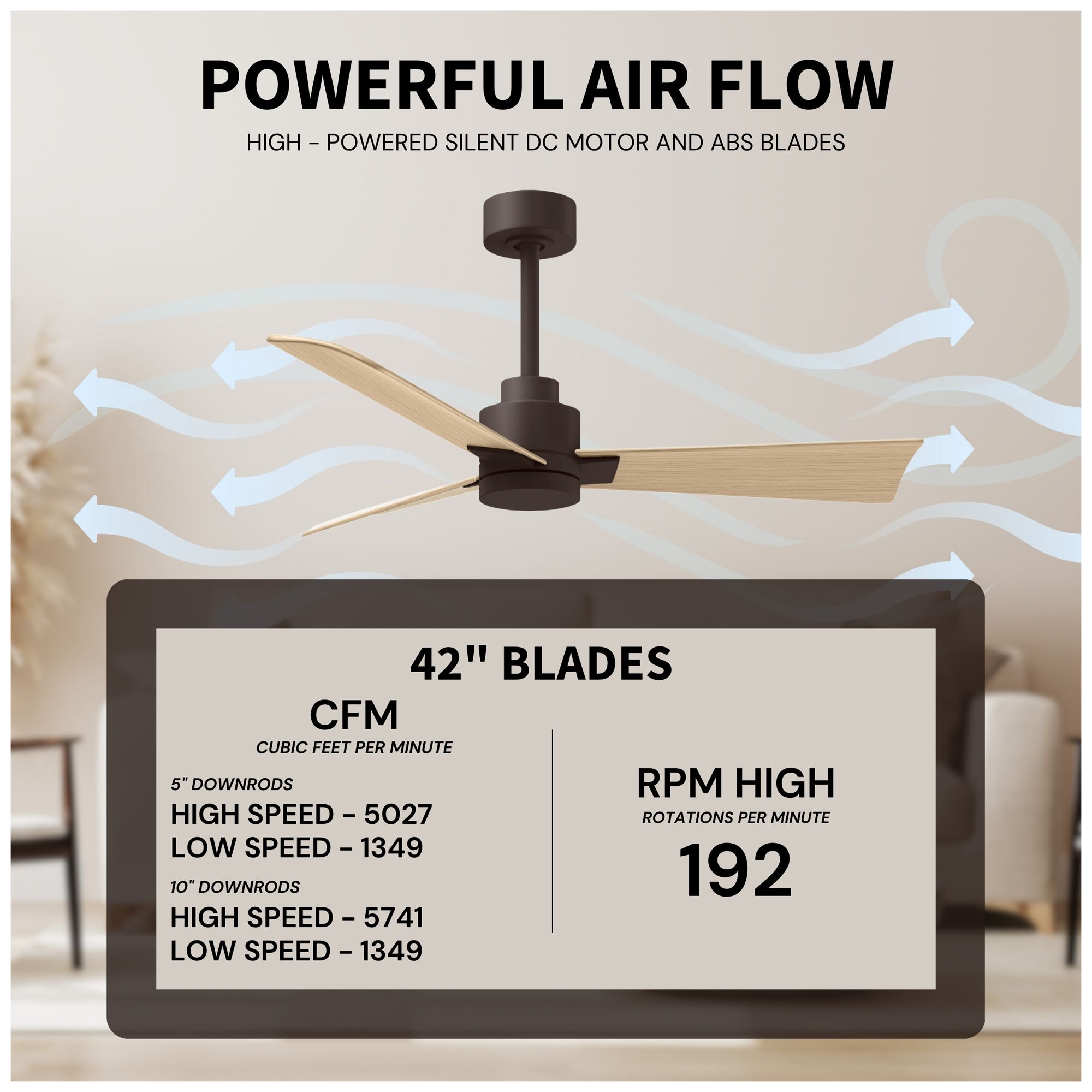 Matthews Alessandra 42" Bronze Ceiling Fan, Natural Blades