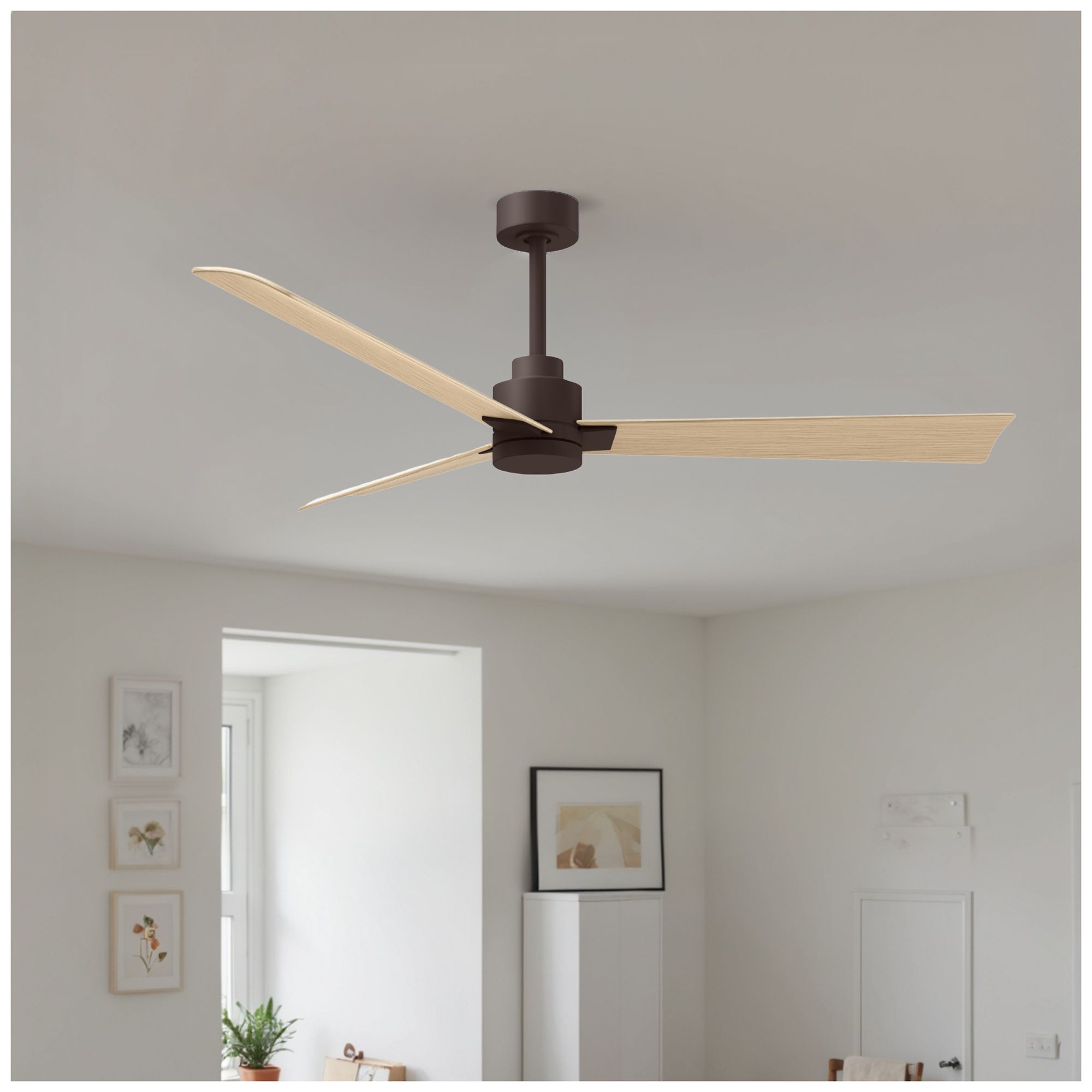 Image 3 Matthews Alessandra 56" Bronze Ceiling Fan, Natural Blades more views