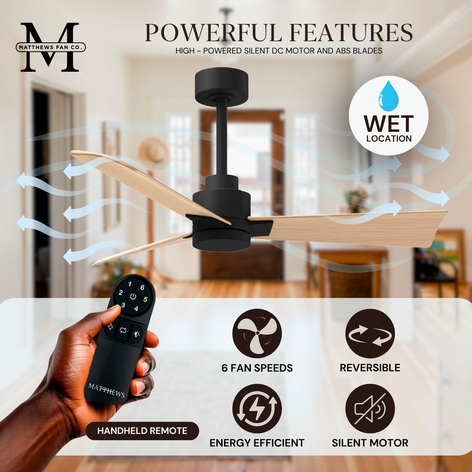 Matthews Alessandra 56" Matte Black Ceil