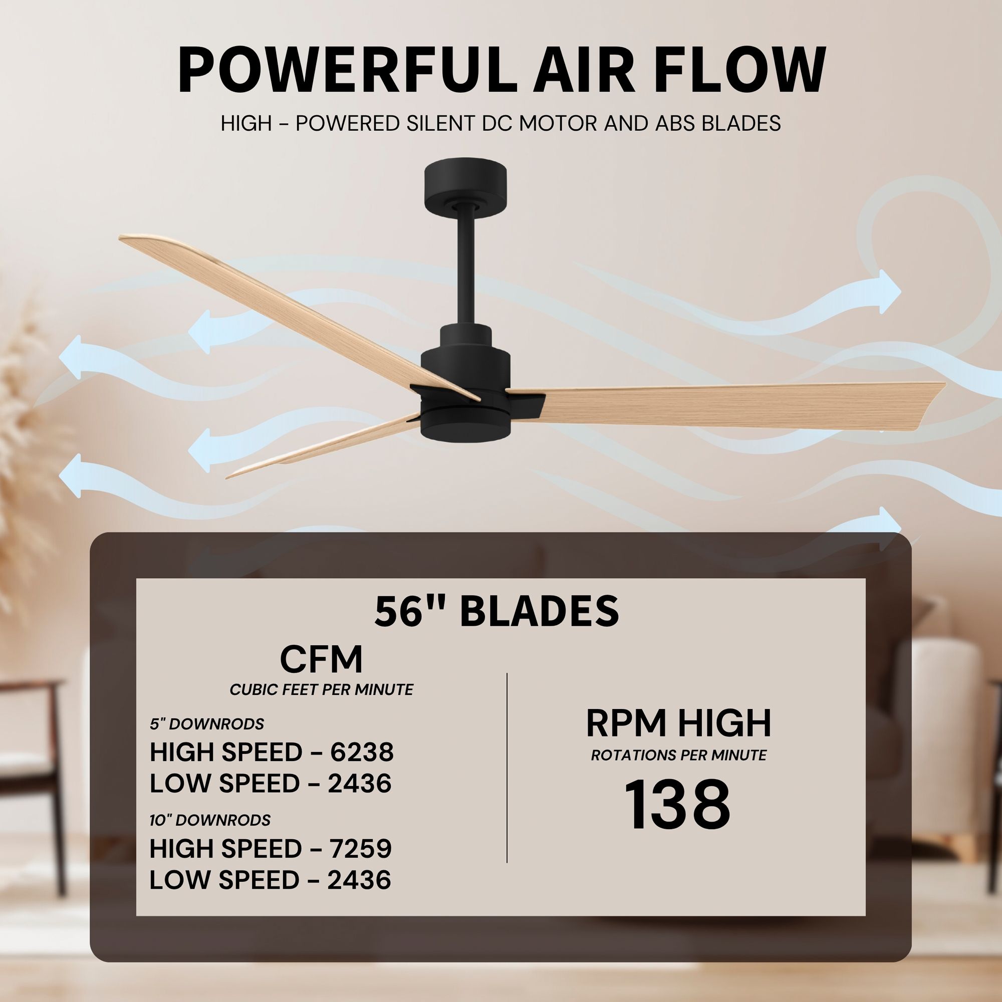 Matthews Alessandra 56" Matte Black Ceil