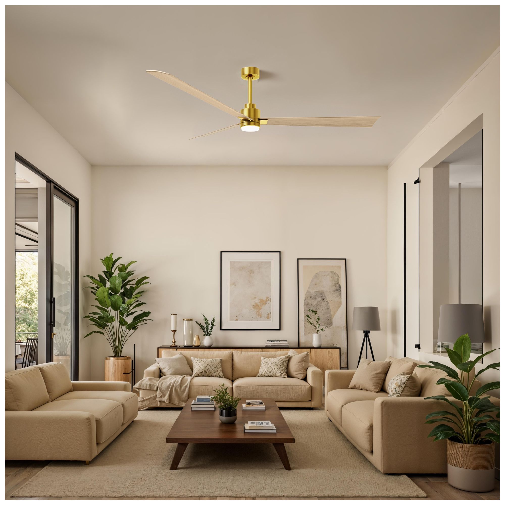 Image 4 Matthews Alessandra - LK 72" Brass Ceiling Fan, Maple Blades more views
