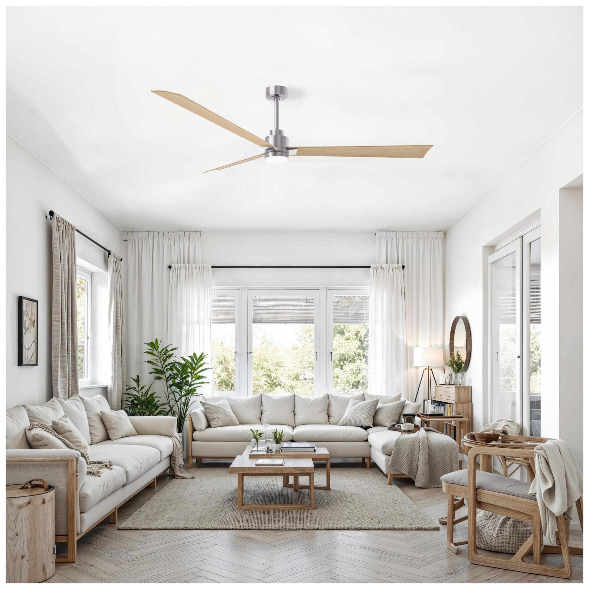 Image 4 Matthews Alessandra - LK 72" Nickel Ceiling Fan, Maple Blades more views
