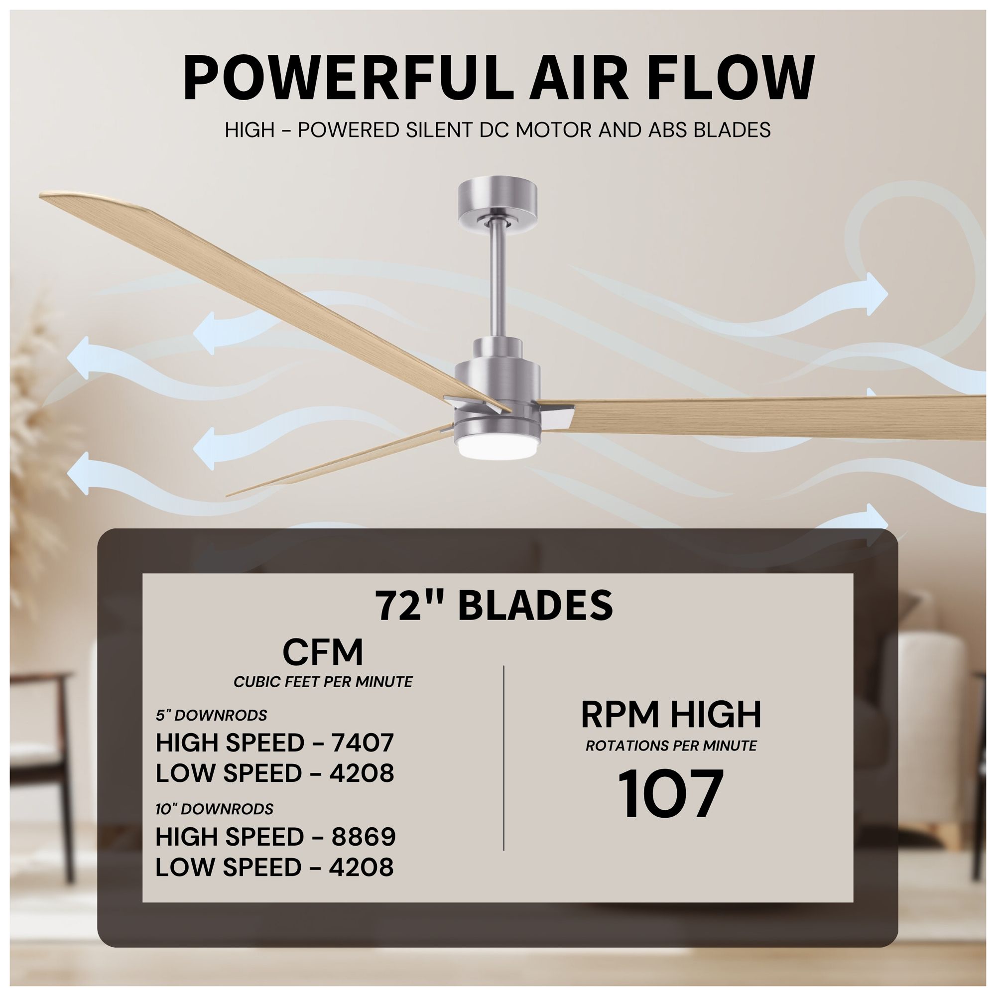 Matthews Alessandra - LK 72" Nickel Ceiling Fan, Maple Blades