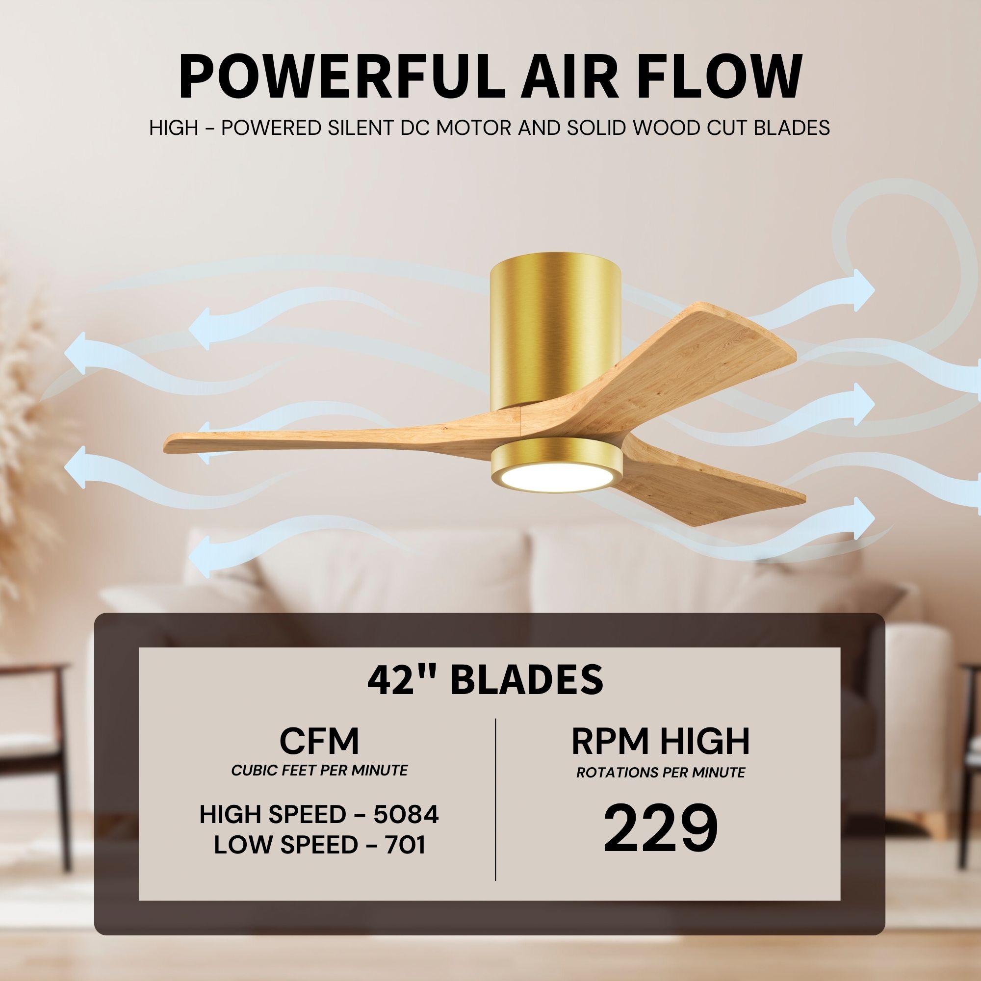 Matthews Irene-3HLK 42" Brushed Brass Ce