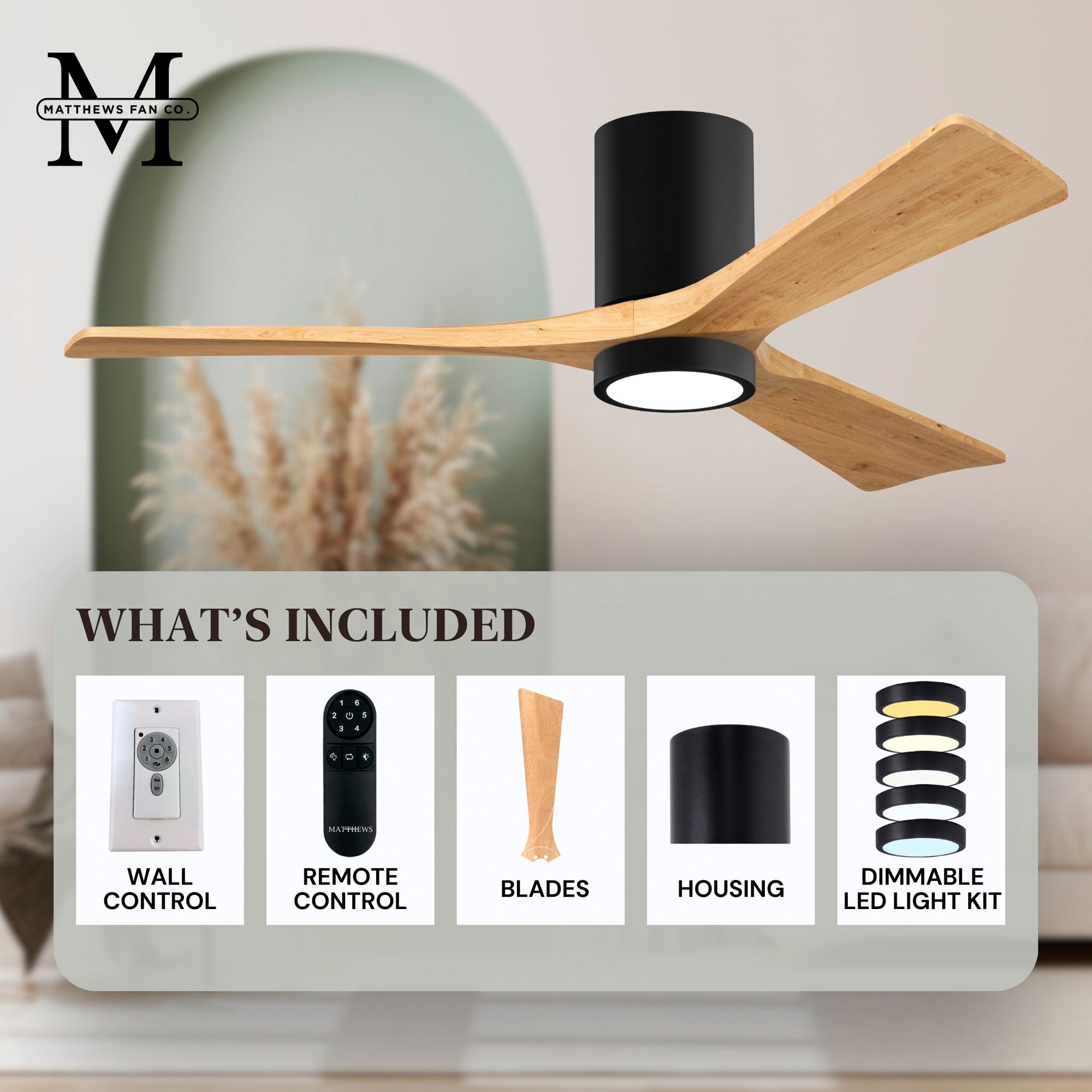 Image 6 Matthews Irene-3HLK 52" Matte Black Ceil more views