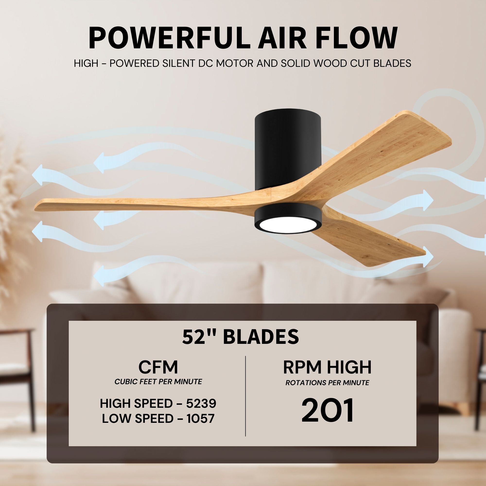 Matthews Irene-3HLK 52" Matte Black Ceil