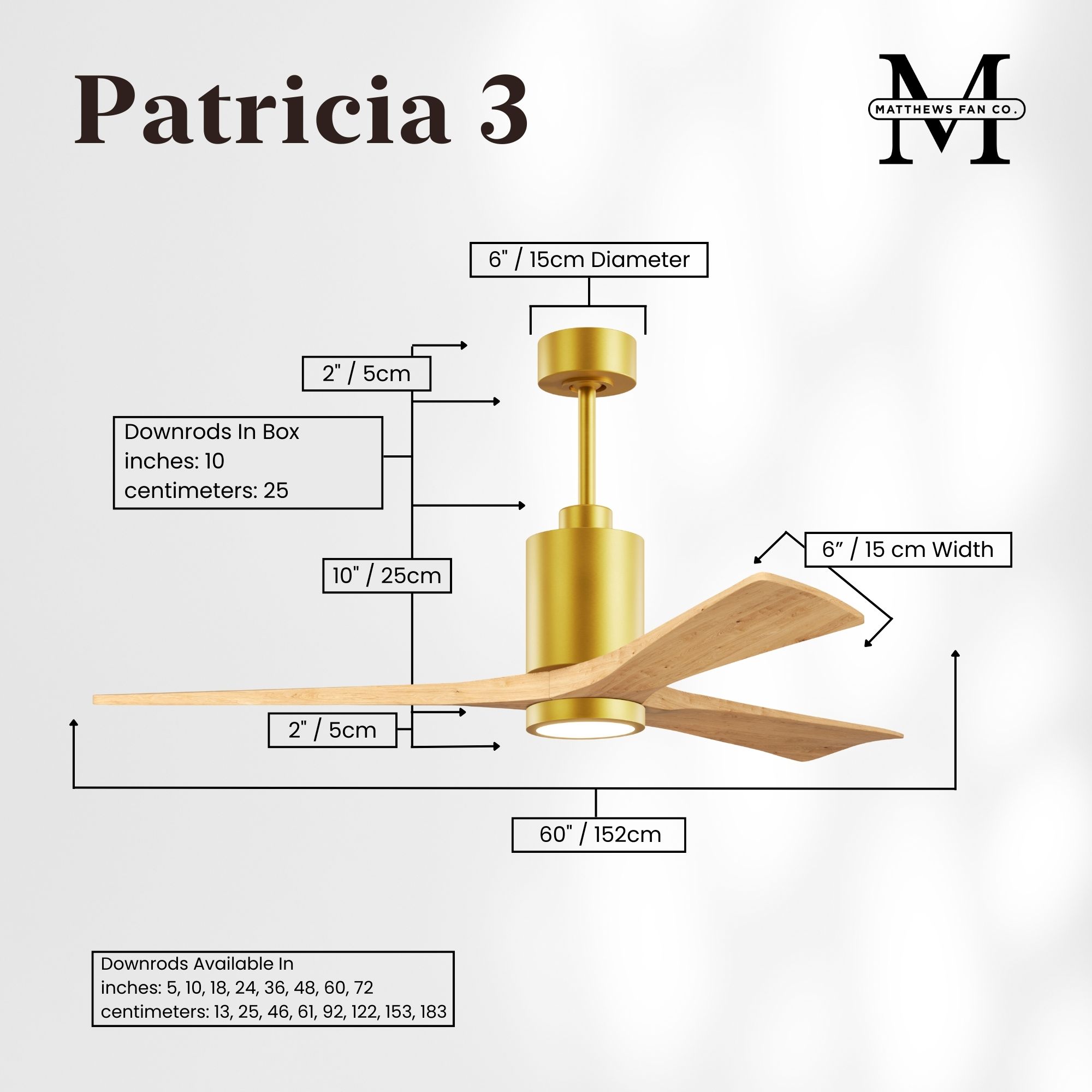 Image 6 Matthews Patricia-3 60" Brushed Brass Ce more views