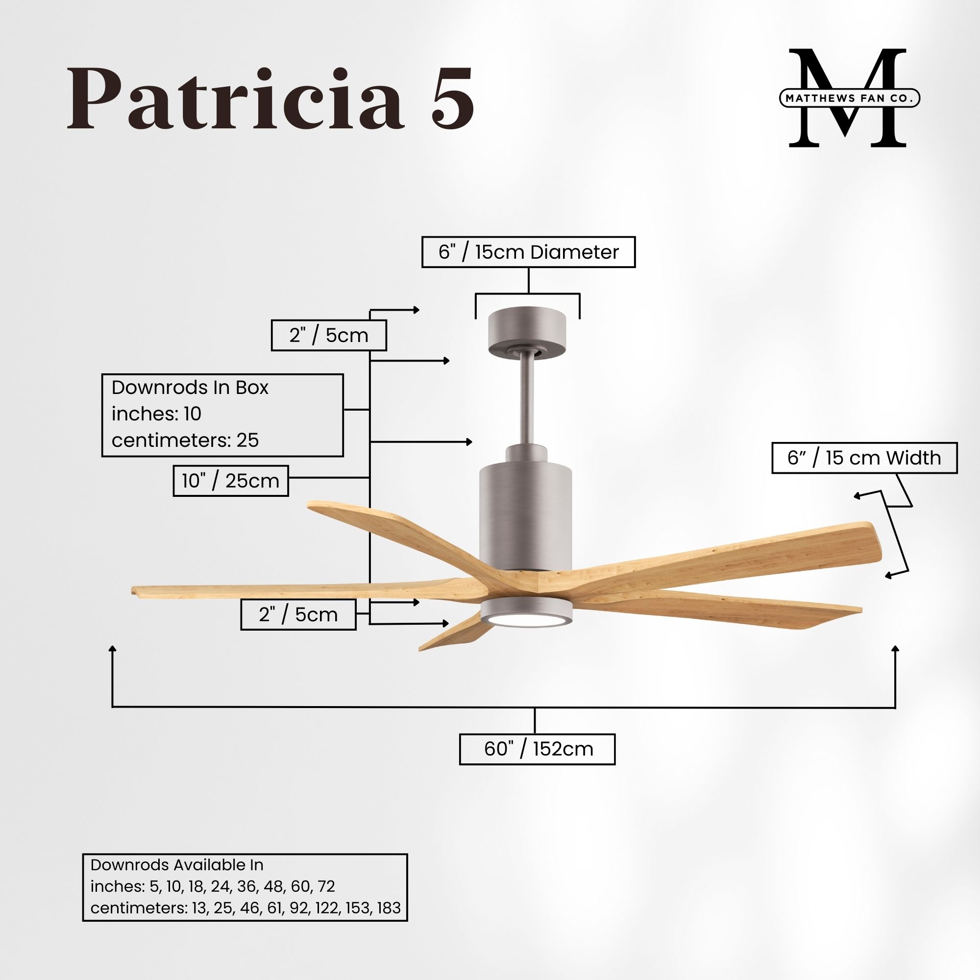 Image 7 Matthews Patricia-5 60" Brushed Nickel LED Ceiling Fan more views