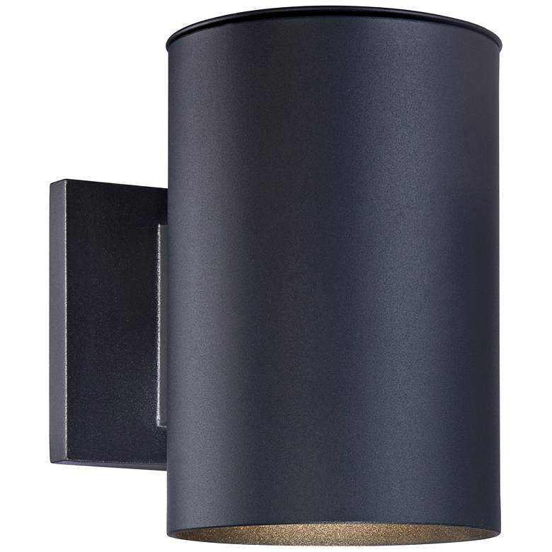 Image 1 Matthis 7 1/2 inch High Black LED Downlight Wall Sconce