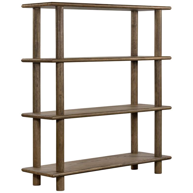 Image 1 Mattia 70" High Toasted Natural Parawood 4-Shelf Bookshelf