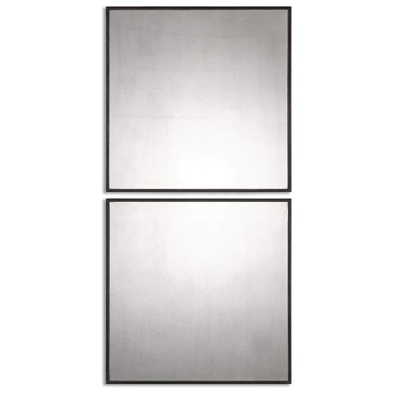 Image 2 Matty Aged Black 23 1/2" Square Wall Mirrors Set of 2