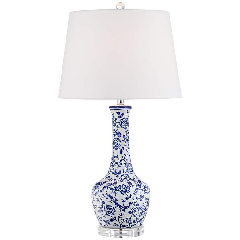 Image 1 Maude Blue and White Ceramic Table Lamp by Regency Hill
