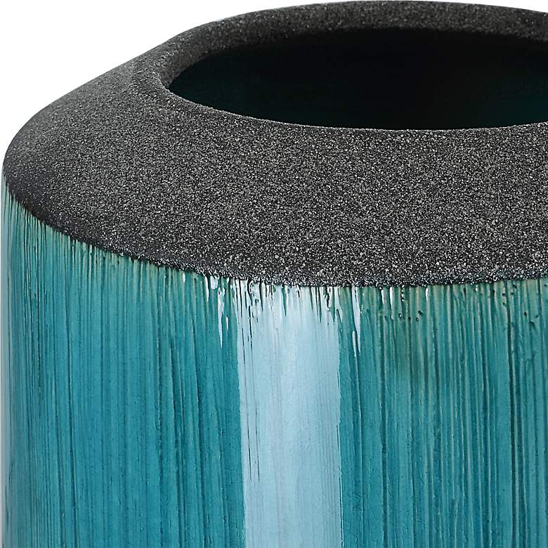Image 3 Maui 11" High Aqua Blue Glaze and Bronze Vases Set of 2 more views