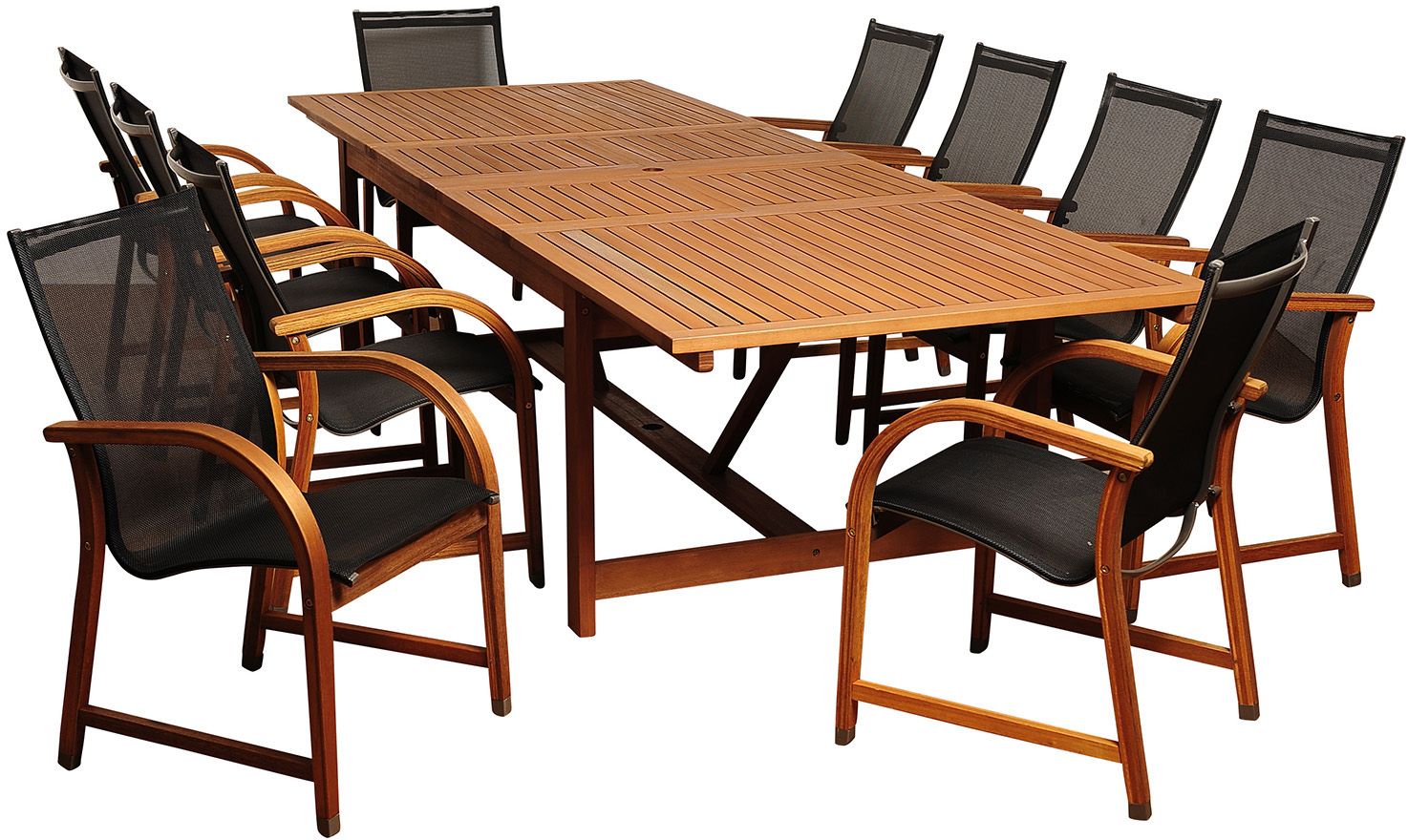 life outdoor living barossa 11 piece extendable dining table set