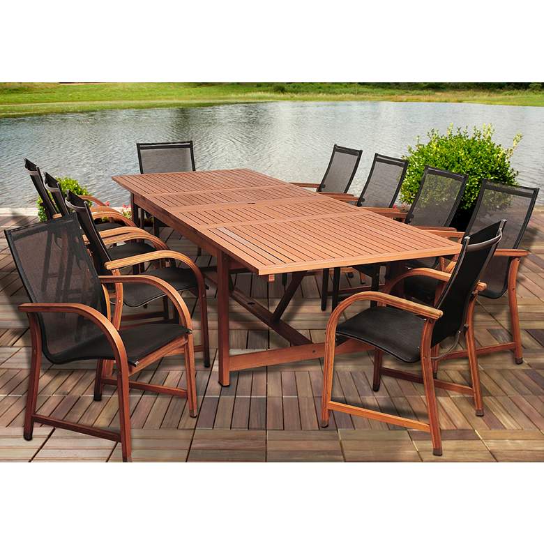 Image 1 Maui Eucalyptus 11-Piece Extendable Patio Dining Set