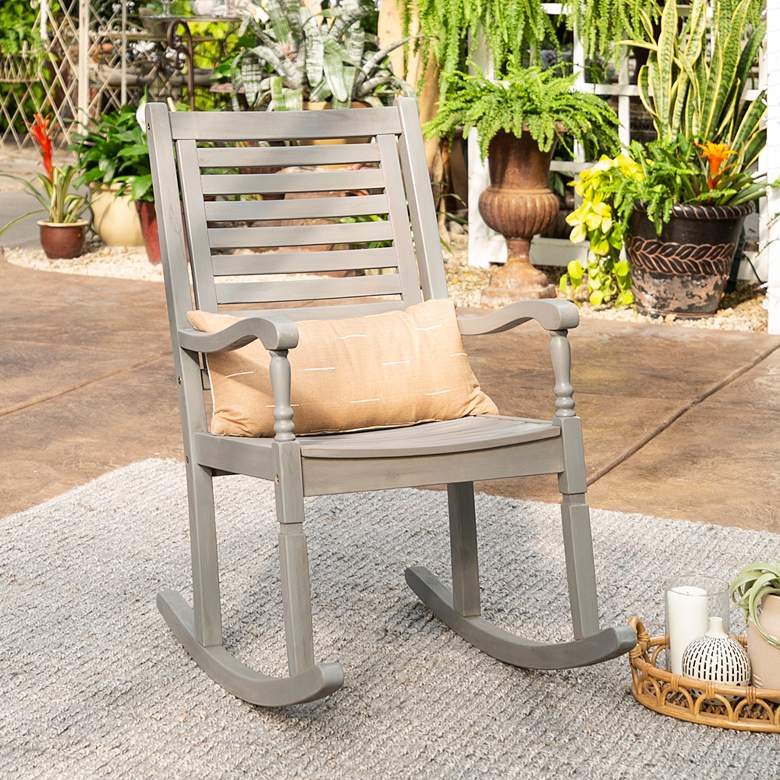 Image 1 Maureen Gray Wash Acacia Wood Patio Rocking Chair
