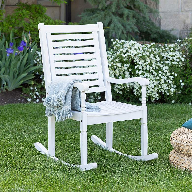 Image 1 Maureen White Wash Acacia Wood Patio Rocking Chair