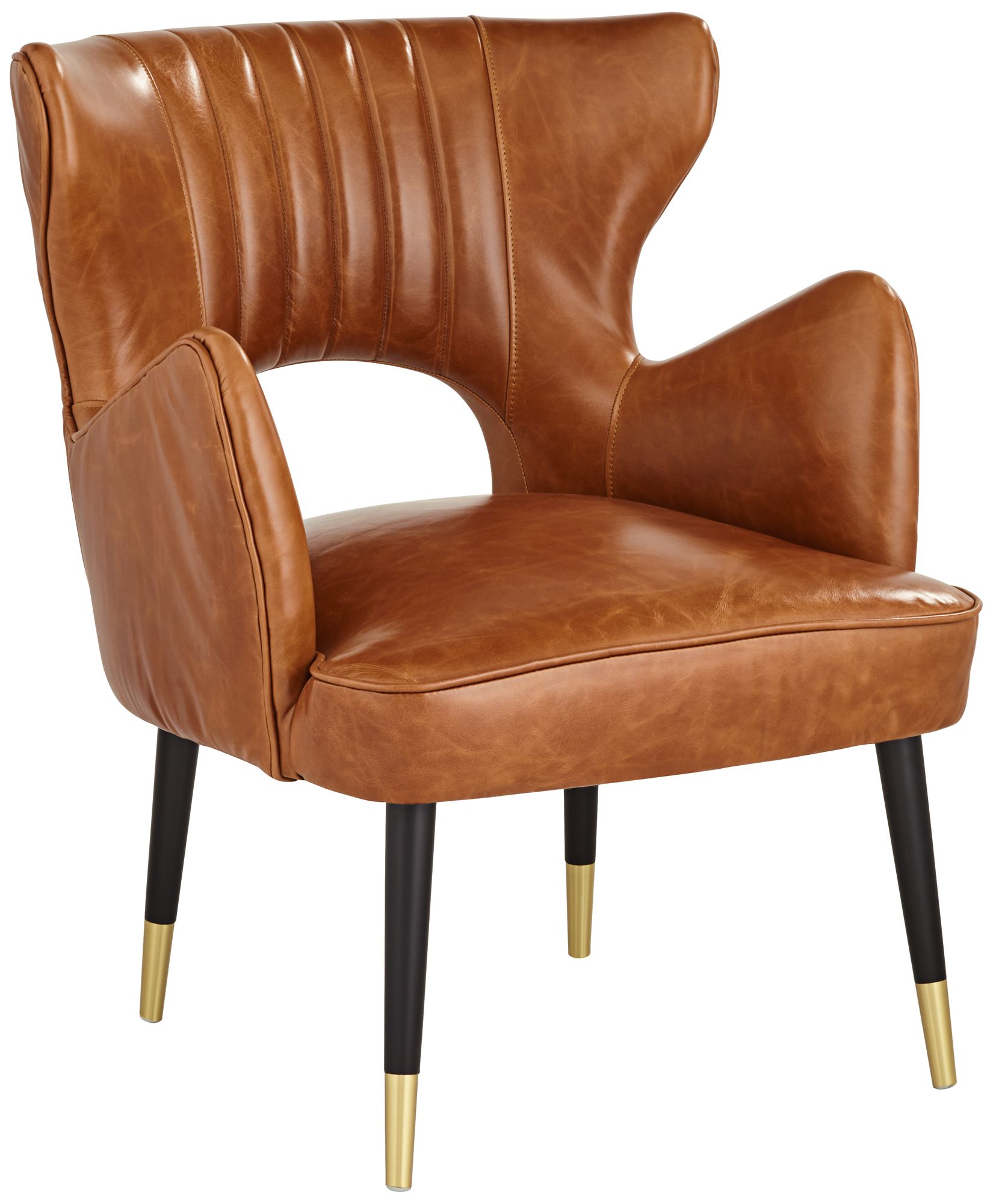 Mauro Retro Brown Leather Accent Chair