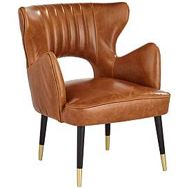 Image2 of Mauro Retro Brown Leather Accent Chair
