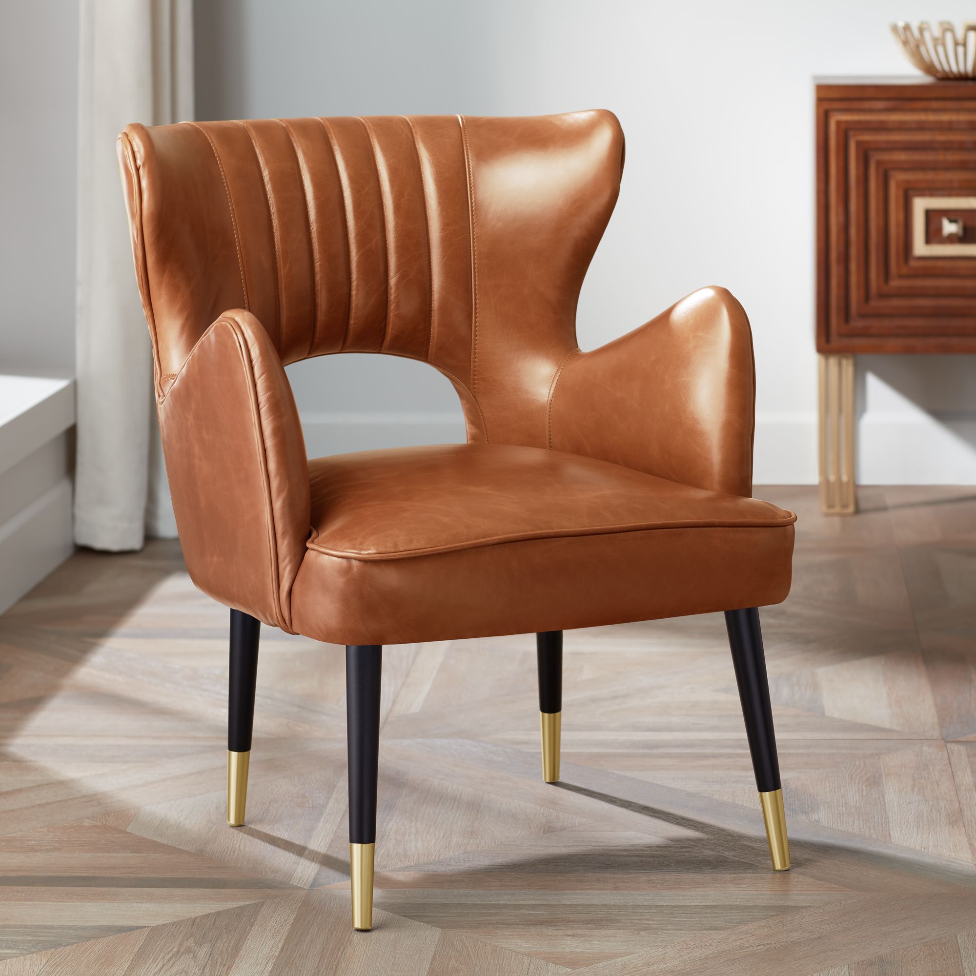 Orange leather accent discount chair