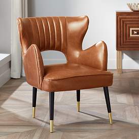 Image1 of Mauro Retro Brown Leather Accent Chair