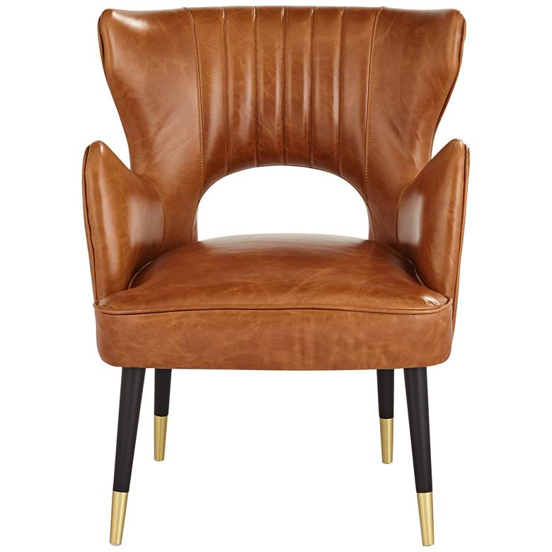 Mauro Retro Brown Leather Accent Chair more views