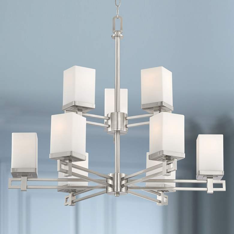 Image 1 Mave 29 1/2" Wide Brushed Nickel 2-Tier 9-Light Chandelier
