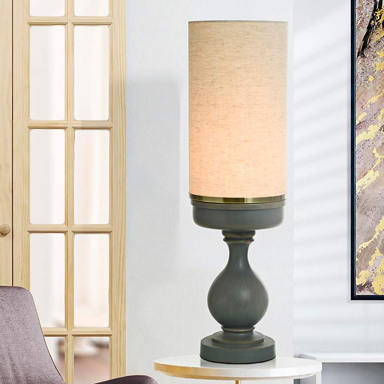Image 1 Maverick Gray-Brushed Uplight Table Lamp