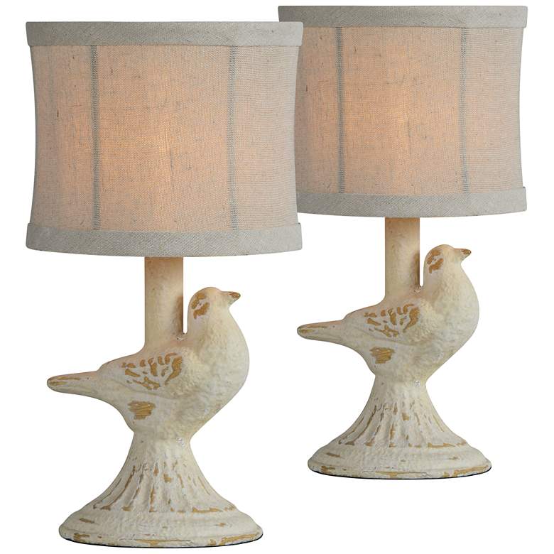 Image 1 Mavis Cottage White 12 inch High Accent Table Lamps Set of 2