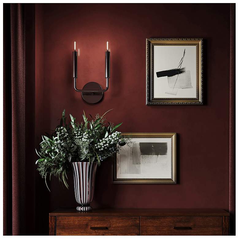 Image 2 Mavisten Edition Carbonia 11.87" High 2 Light Black Chrome Wall Sconce more views