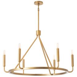 Mavisten Edition Carbonia 37.5"W 6 Light Burnished Brass Chandelier