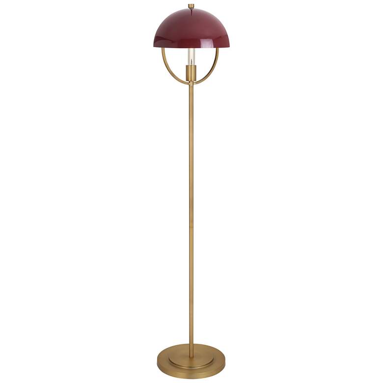 Image 1 Mavisten Edition Copernica 62"H Burnished Brass Floor Lamp w/ Oxblood Shade