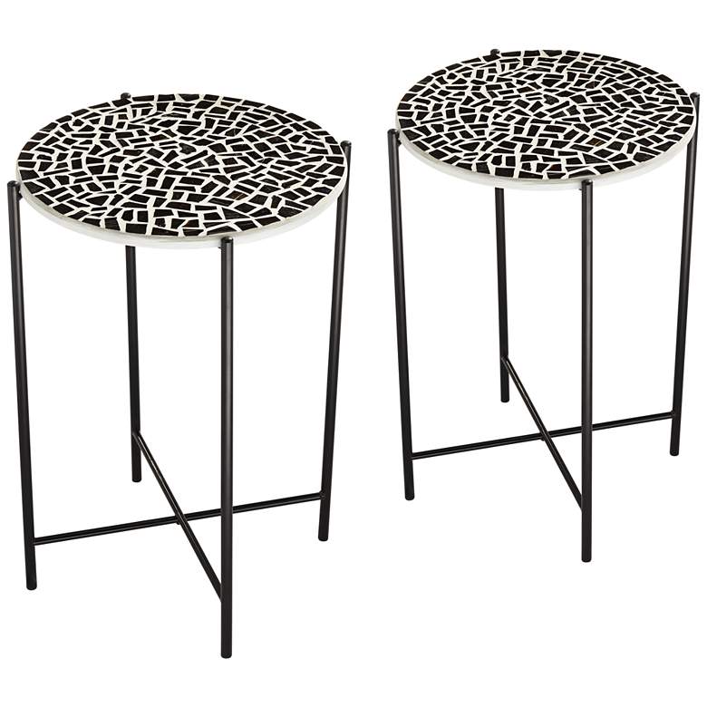 Image 1 Mavos Mosaic Tile Top Round Side Tables Set of 2
