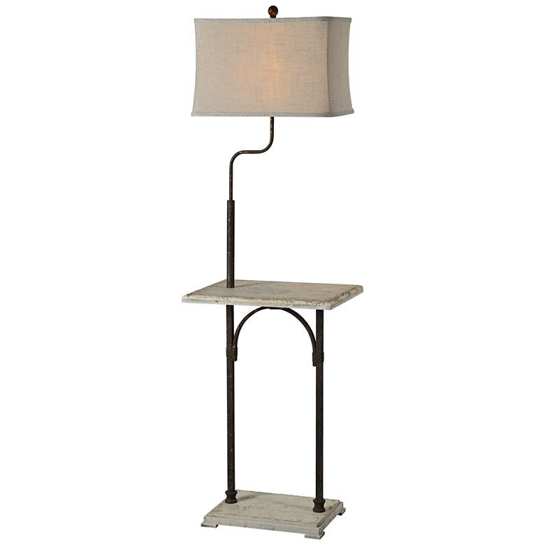 Image 1 Max Cottage White and Rusty Floor Lamp with Table