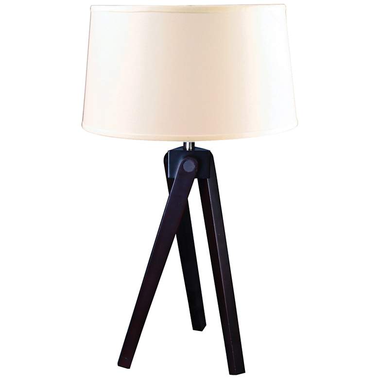 Image 1 Max Espresso Wood Tripod Table Lamp