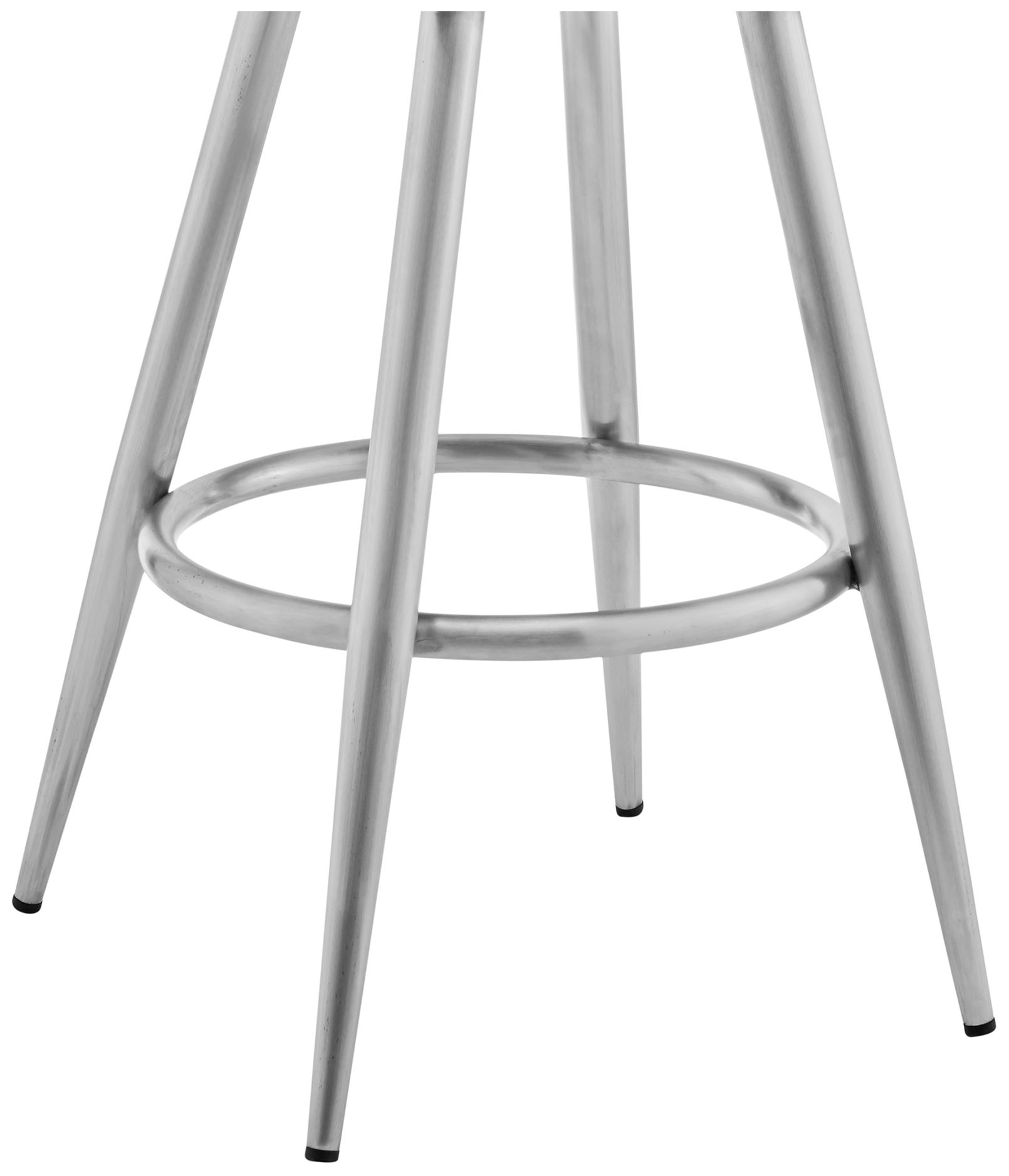 Maxen 25 in. Swivel Barstool in Stainless Steel, Gray Faux Leather