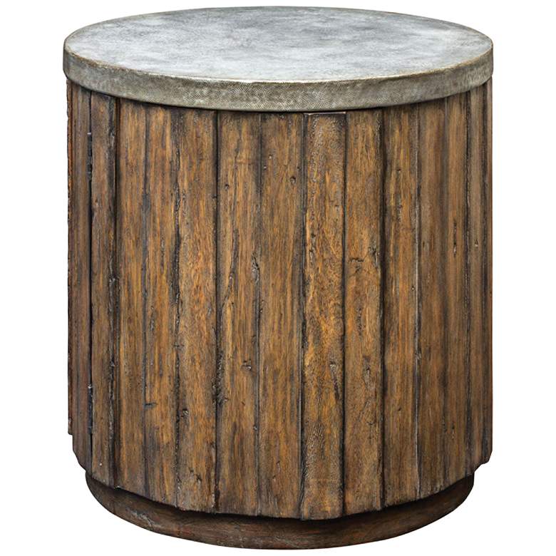 Image 1 Maxfield 22 inch Wide Pewter and Wood Rustic Accent Table