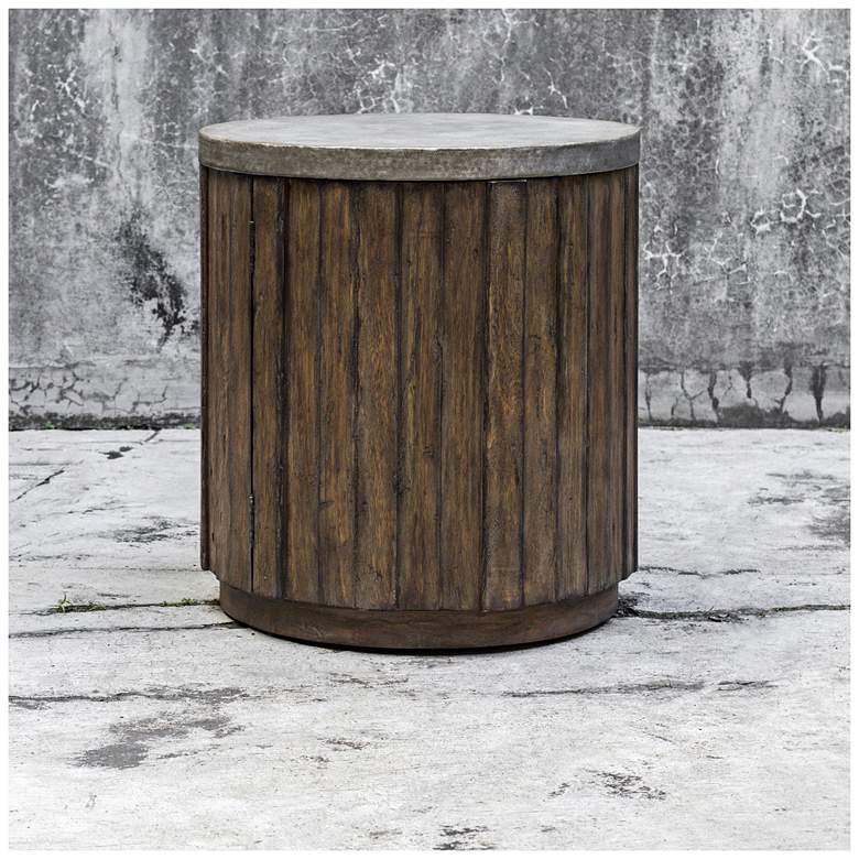 Image 2 Maxfield 22" Wide Pewter and Wood Rustic Accent Table more views