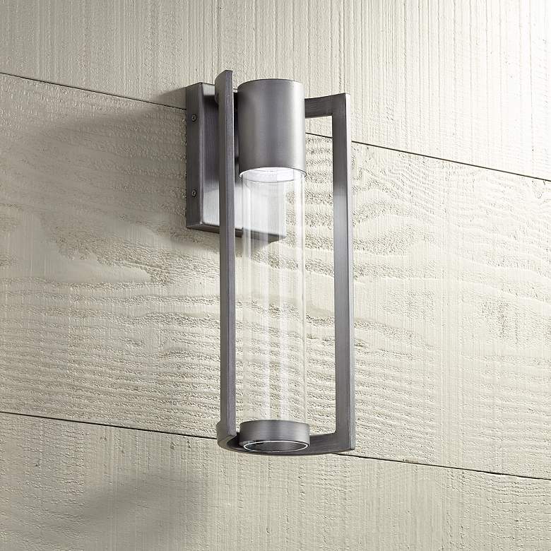 Image 1 Maxfield Silver 15 inch High LED Outdoor Wall Light