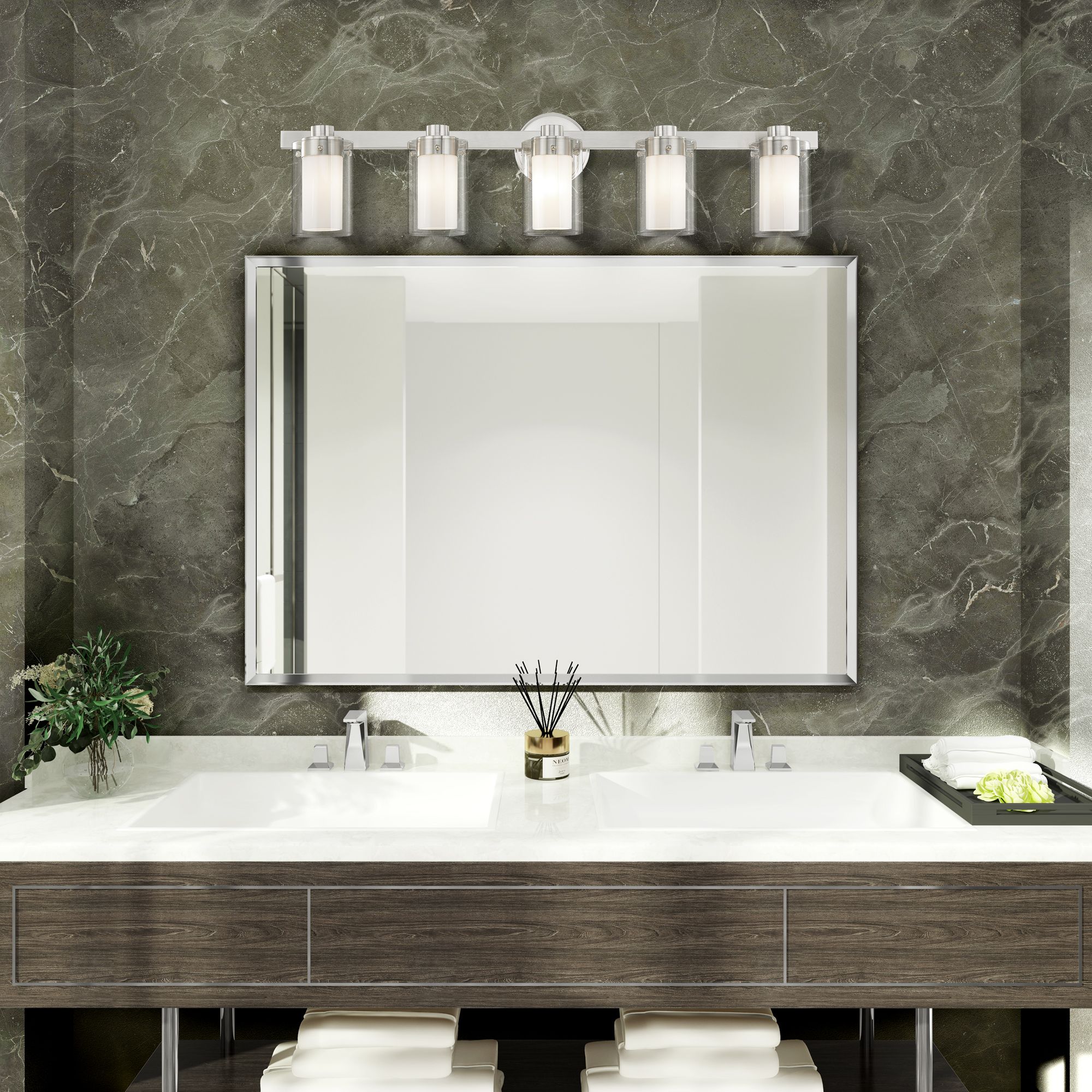 Maxim 35 1/2" Wide Brushed Nickel 5-Light Vanity Bath Light