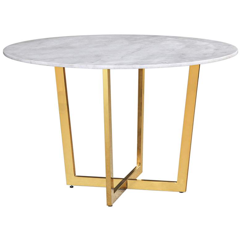 Image 1 Maxim 47 1/4 inch Wide Gold and White Marble Modern Dining Table
