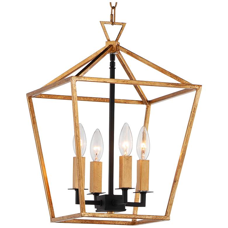 Image 1 Maxim Abode 12 inch Wide Open Geometric Frame Gold Chandelier