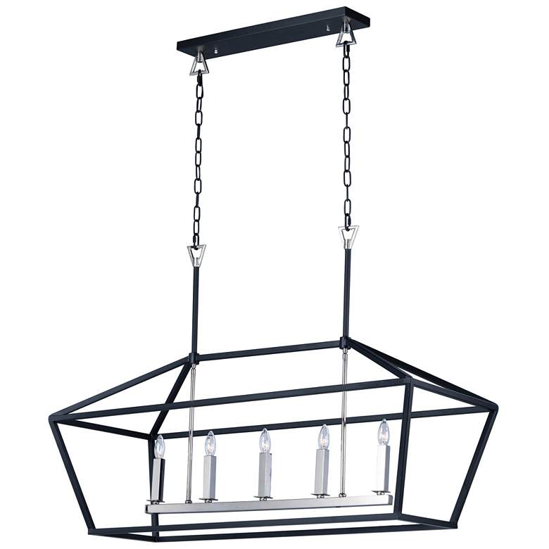 Image 1 Maxim Abode 18.5 inch Wide Black and Nickel 5-Light Linear Chandelier
