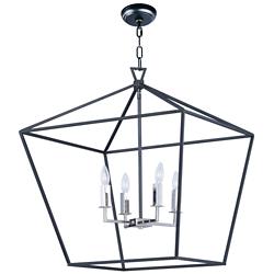 Maxim Abode 24 1/2" 4 Light Textured Black Polished Nickel Chandelier