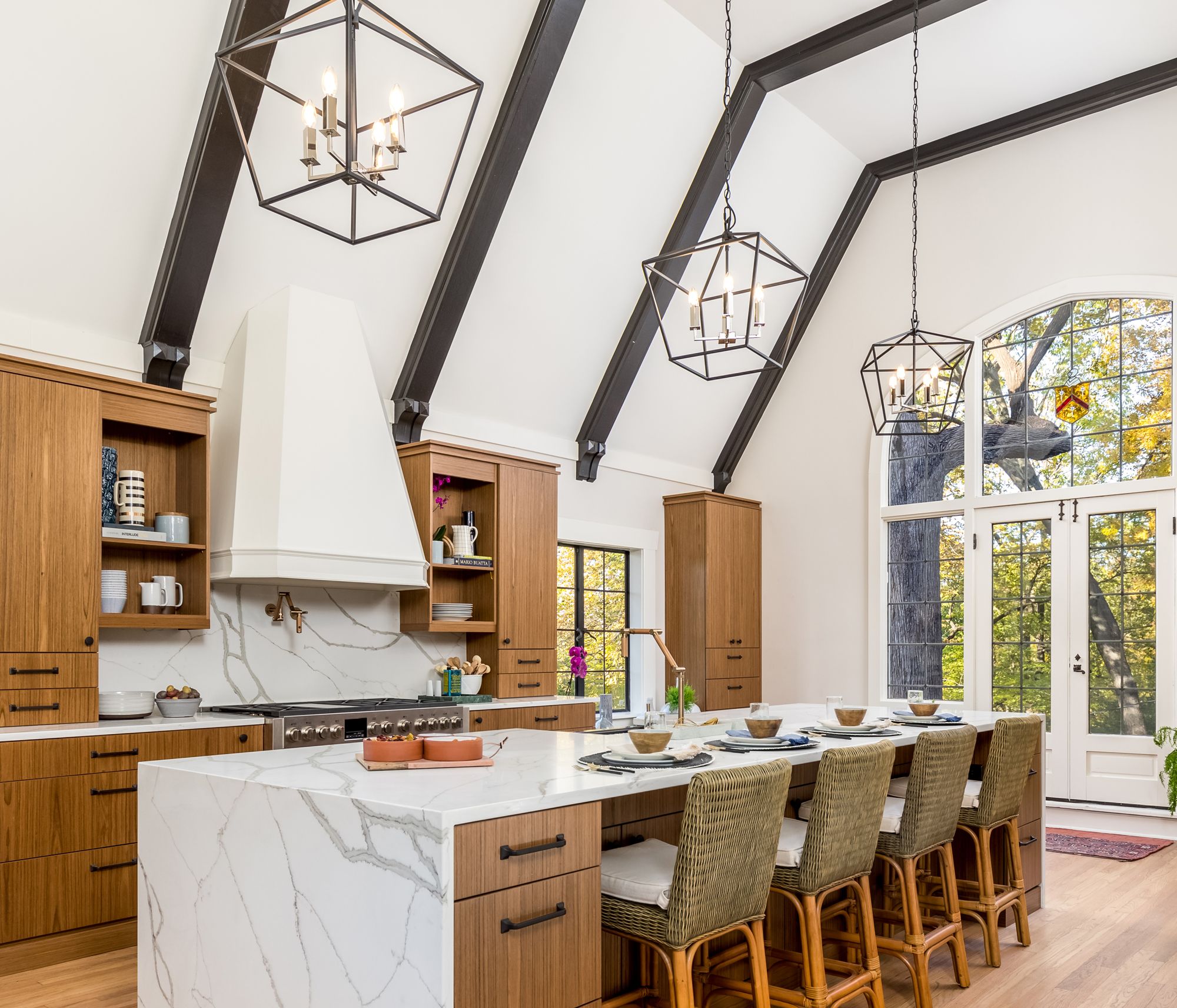 Maxim Abode 24 1/2" 4 Light Textured Black Polished Nickel Chandelier