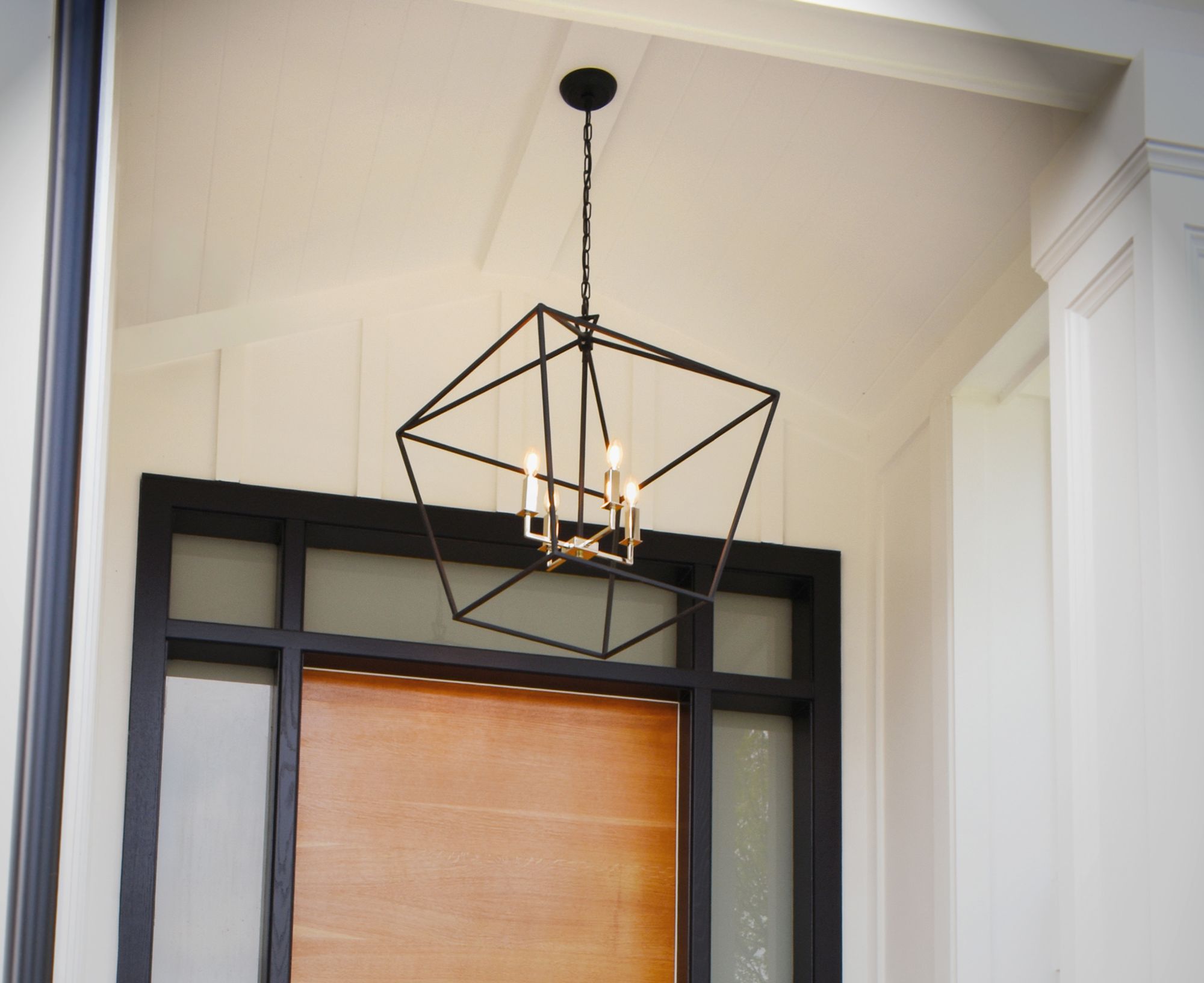 Maxim Abode 24 1/2" 4 Light Textured Black Polished Nickel Chandelier