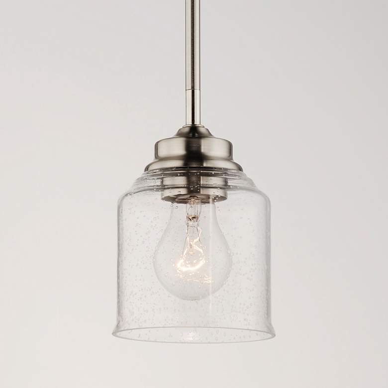 Image 1 Maxim Acadia 1-Light 4.75" Wide Satin Nickel Pendant Light