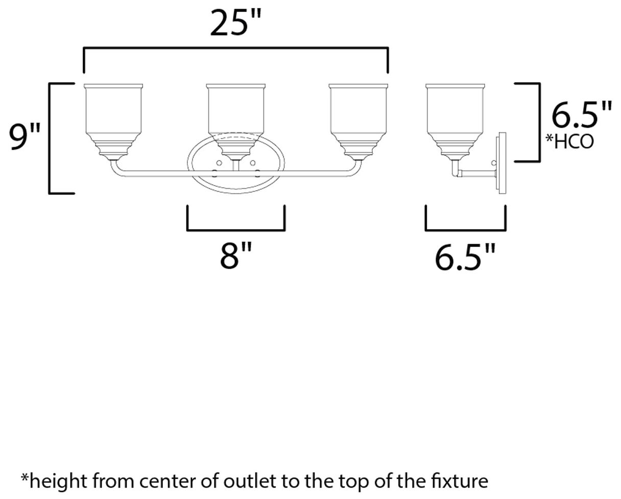 Maxim Acadia 25" Wide Black 3-Light Bath Light
